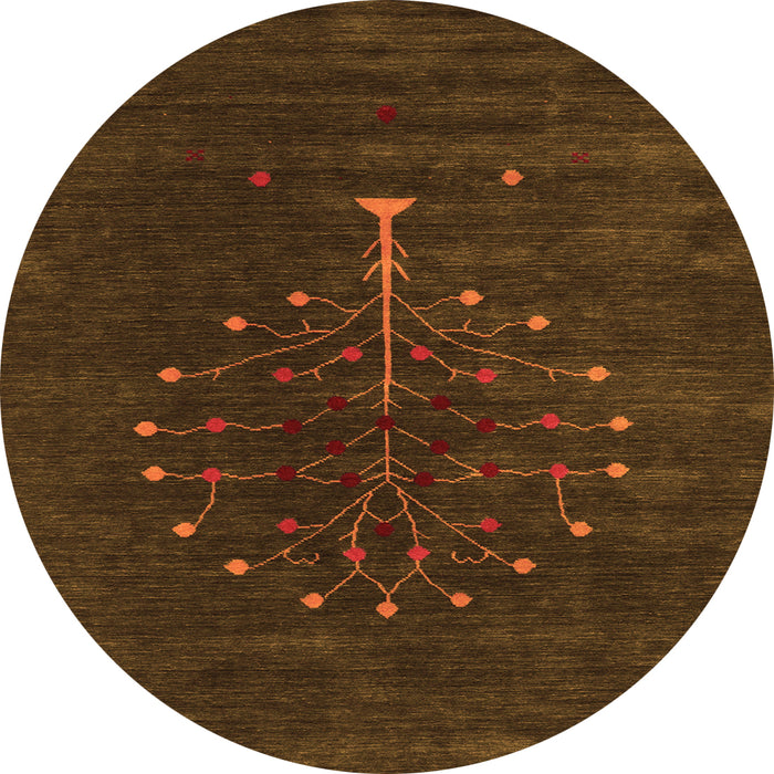 Square Abstract Orange Contemporary Rug, con1970org