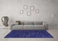 Machine Washable Abstract Blue Contemporary Rug, wshcon1970blu