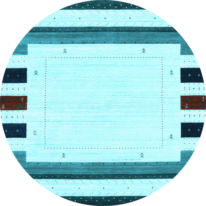 Round Machine Washable Solid Light Blue Modern Rug, wshcon1971lblu