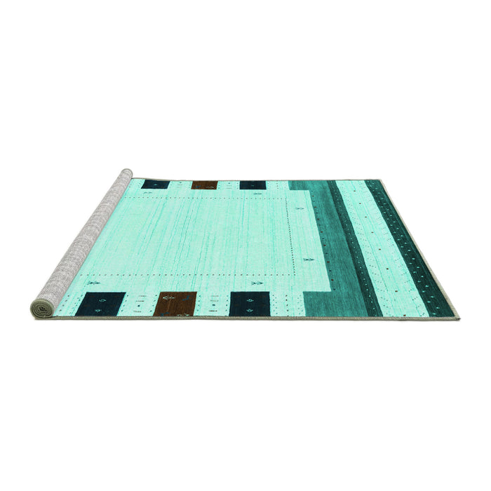 Sideview of Machine Washable Solid Turquoise Modern Area Rugs, wshcon1971turq