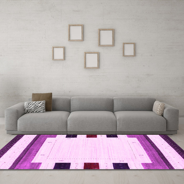 Machine Washable Solid Pink Modern Rug in a Living Room, wshcon1971pnk
