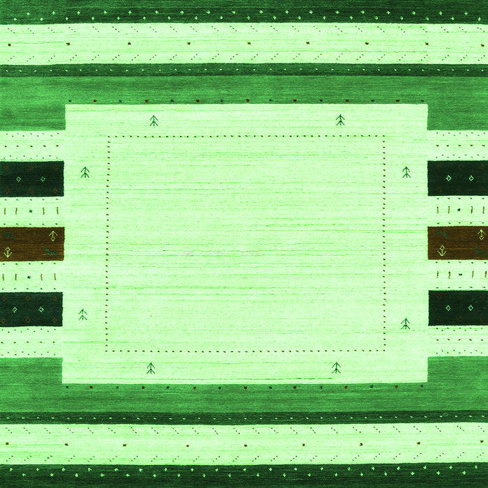 Round Machine Washable Solid Green Modern Area Rugs, wshcon1971grn
