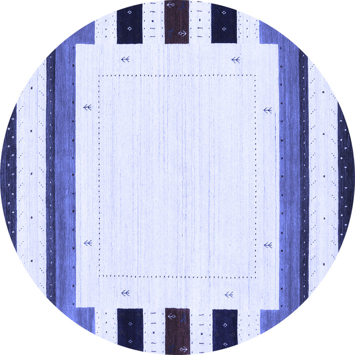 Round Machine Washable Solid Blue Modern Rug, wshcon1971blu