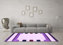 Machine Washable Solid Purple Modern Area Rugs in a Living Room, wshcon1971pur