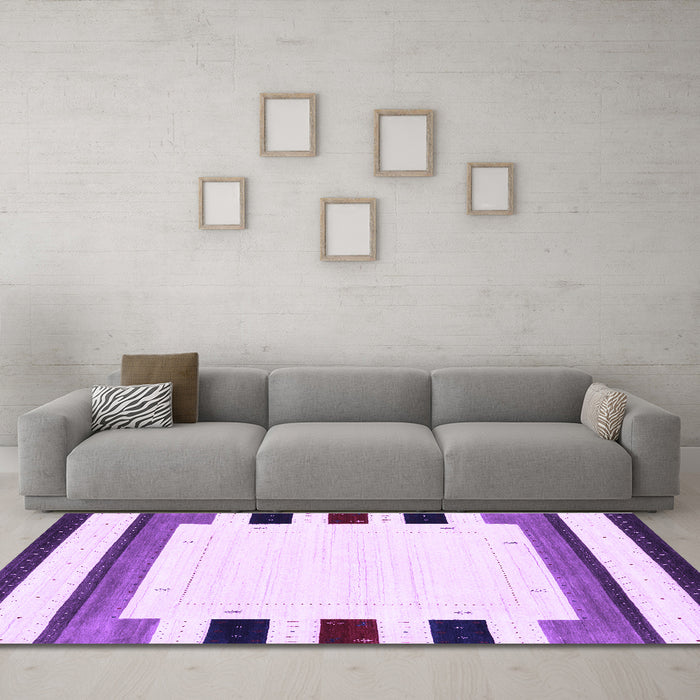 Machine Washable Solid Purple Modern Area Rugs in a Living Room, wshcon1971pur