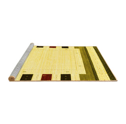 Sideview of Machine Washable Solid Yellow Modern Rug, wshcon1971yw