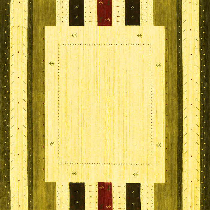 Square Machine Washable Solid Yellow Modern Rug, wshcon1971yw