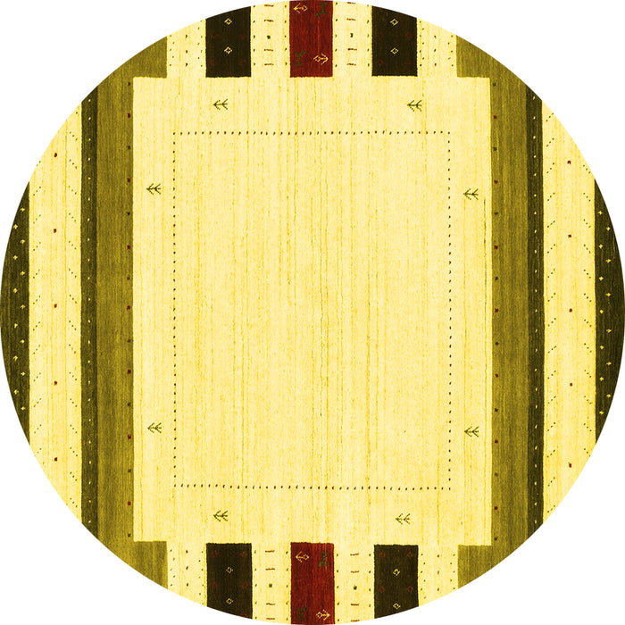 Round Solid Yellow Modern Rug, con1971yw