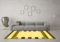 Machine Washable Solid Yellow Modern Rug, wshcon1971yw