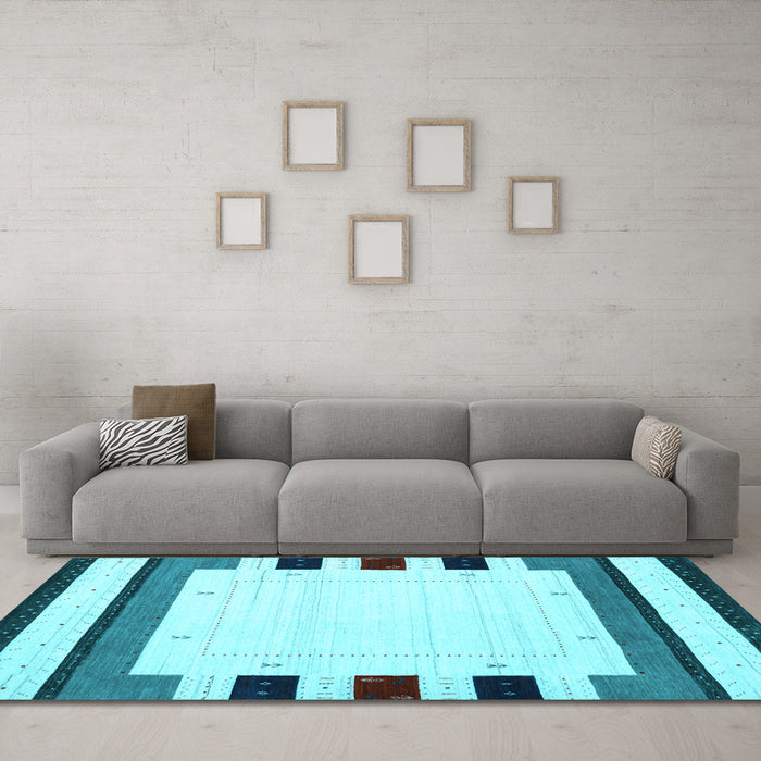 Machine Washable Solid Light Blue Modern Rug in a Living Room, wshcon1972lblu