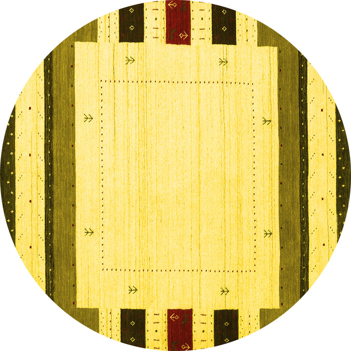 Round Machine Washable Solid Yellow Modern Rug, wshcon1972yw