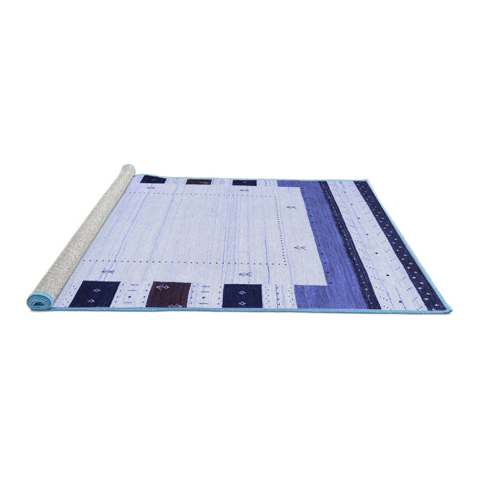 Sideview of Machine Washable Solid Blue Modern Rug, wshcon1972blu