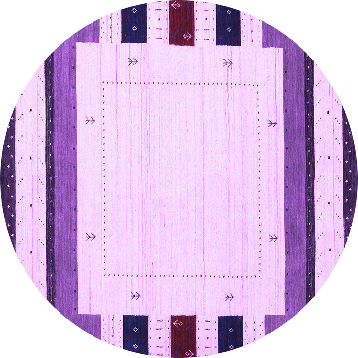 Round Machine Washable Solid Purple Modern Area Rugs, wshcon1972pur