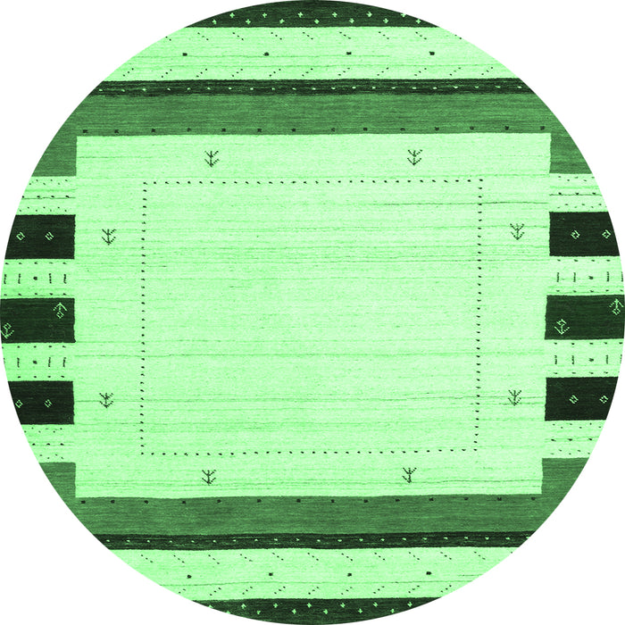Round Machine Washable Solid Emerald Green Modern Area Rugs, wshcon1972emgrn