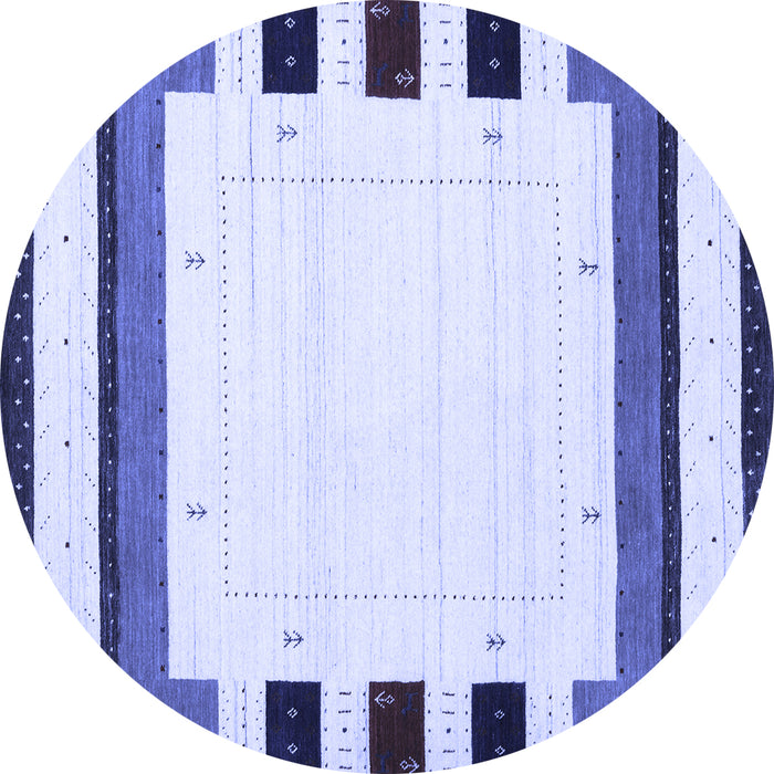 Round Machine Washable Solid Blue Modern Rug, wshcon1972blu