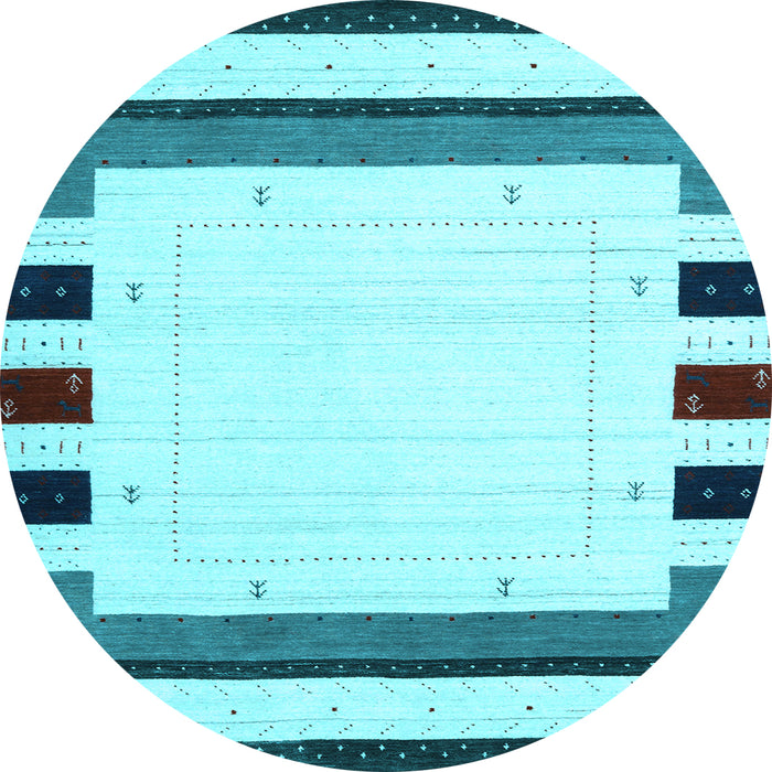Round Machine Washable Solid Light Blue Modern Rug, wshcon1972lblu