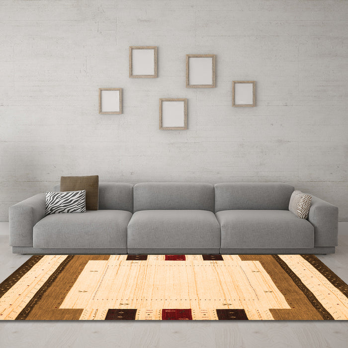 Machine Washable Solid Orange Modern Area Rugs in a Living Room, wshcon1972org