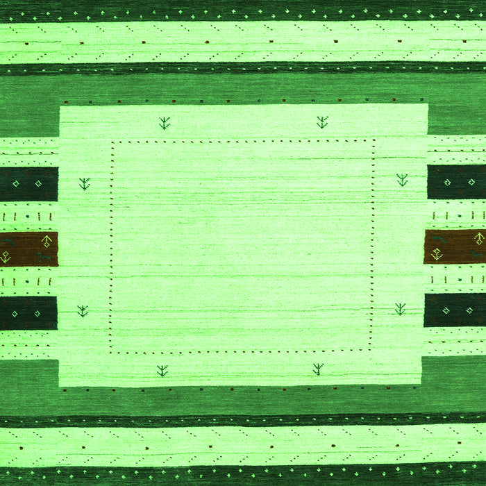 Round Machine Washable Solid Green Modern Area Rugs, wshcon1972grn