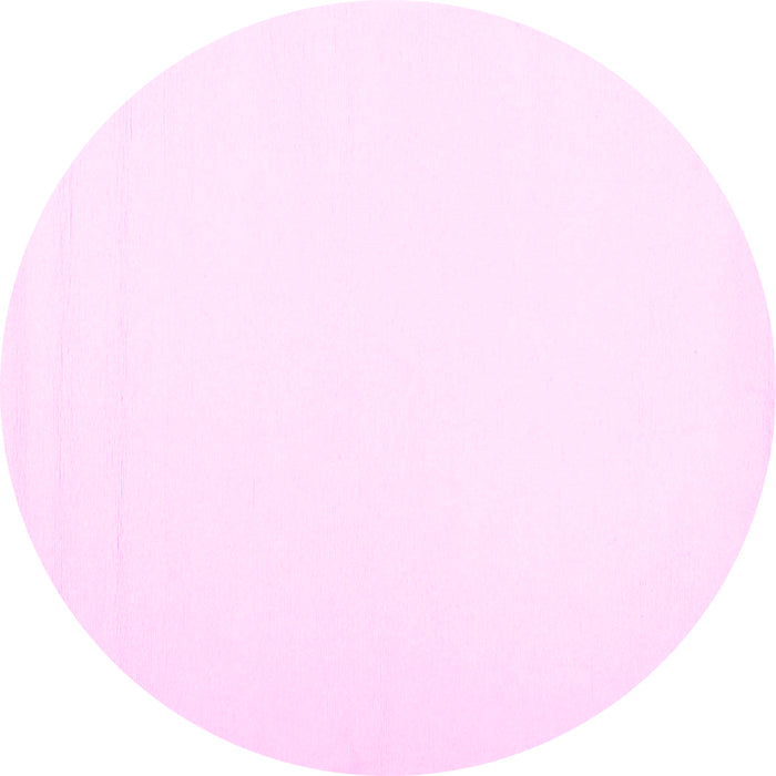 Round Machine Washable Solid Pink Modern Rug, wshcon1973pnk