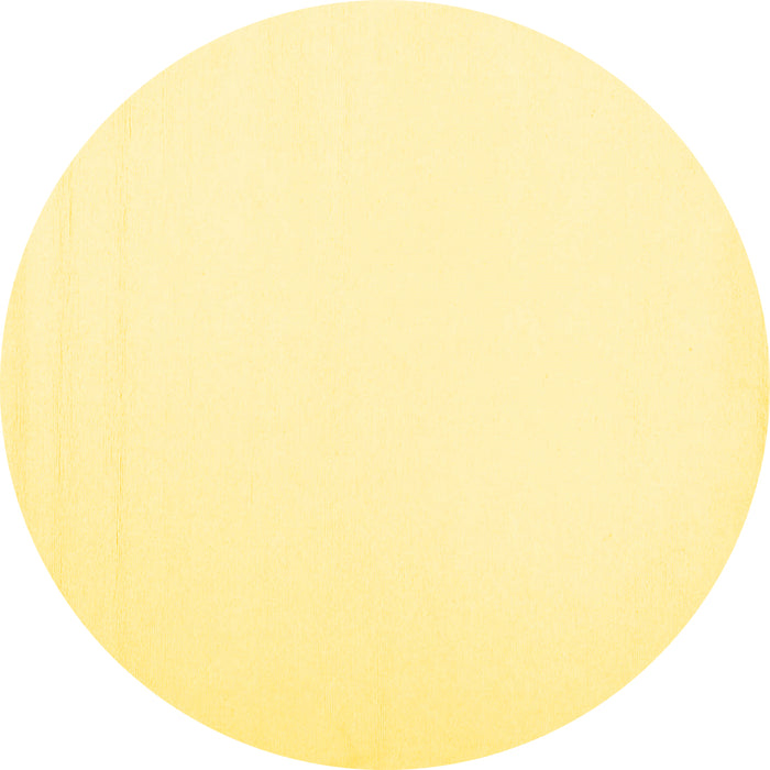 Round Machine Washable Solid Yellow Modern Rug, wshcon1973yw
