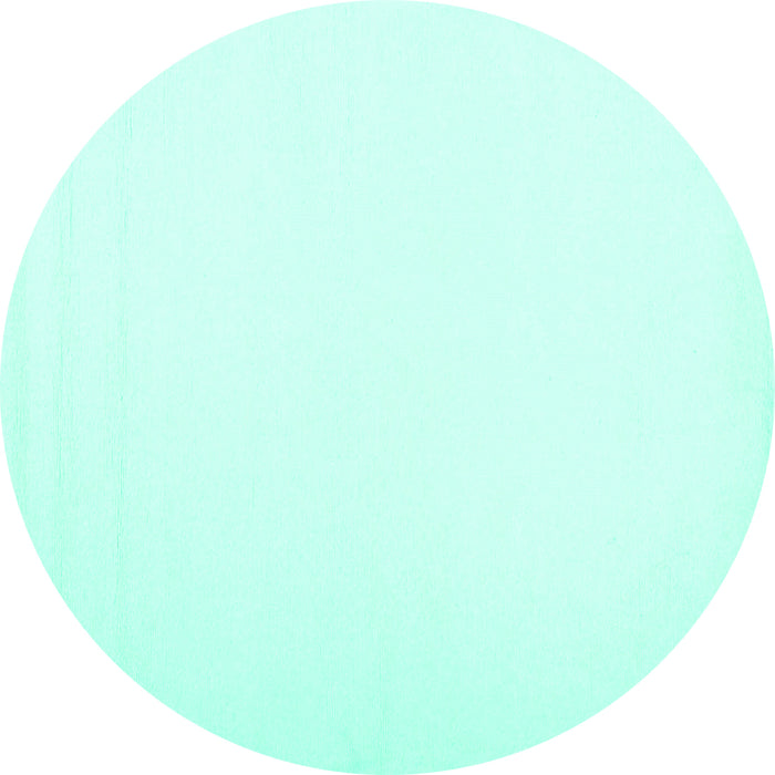 Round Machine Washable Solid Turquoise Modern Area Rugs, wshcon1973turq