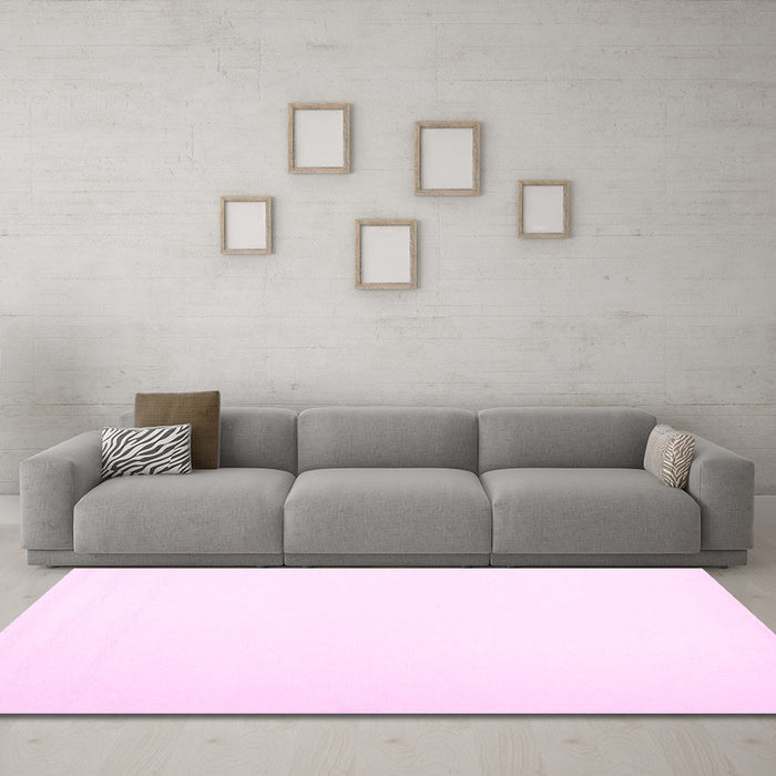 Machine Washable Solid Pink Modern Rug in a Living Room, wshcon1973pnk