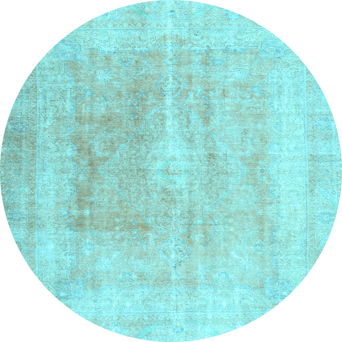 Round Machine Washable Abstract Light Blue Contemporary Rug, wshcon1974lblu