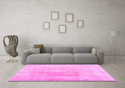 Machine Washable Abstract Pink Contemporary Rug in a Living Room, wshcon1974pnk