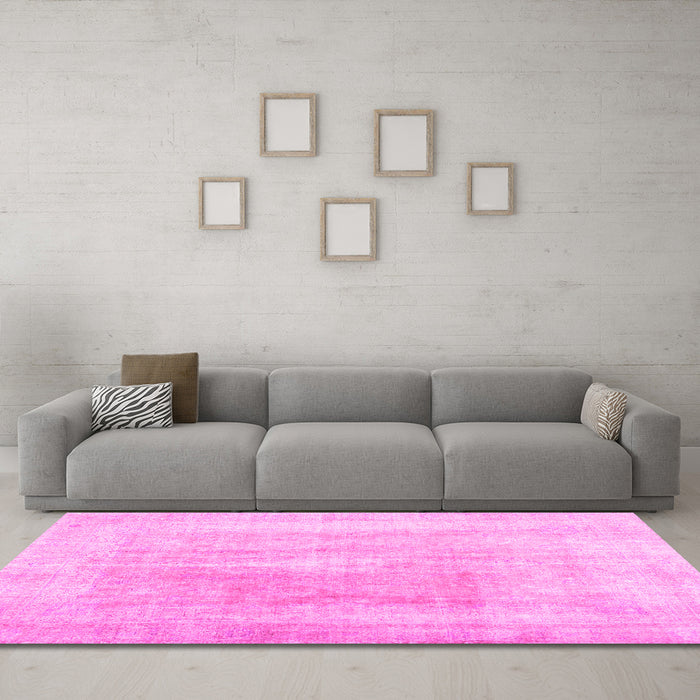 Machine Washable Abstract Pink Contemporary Rug in a Living Room, wshcon1974pnk