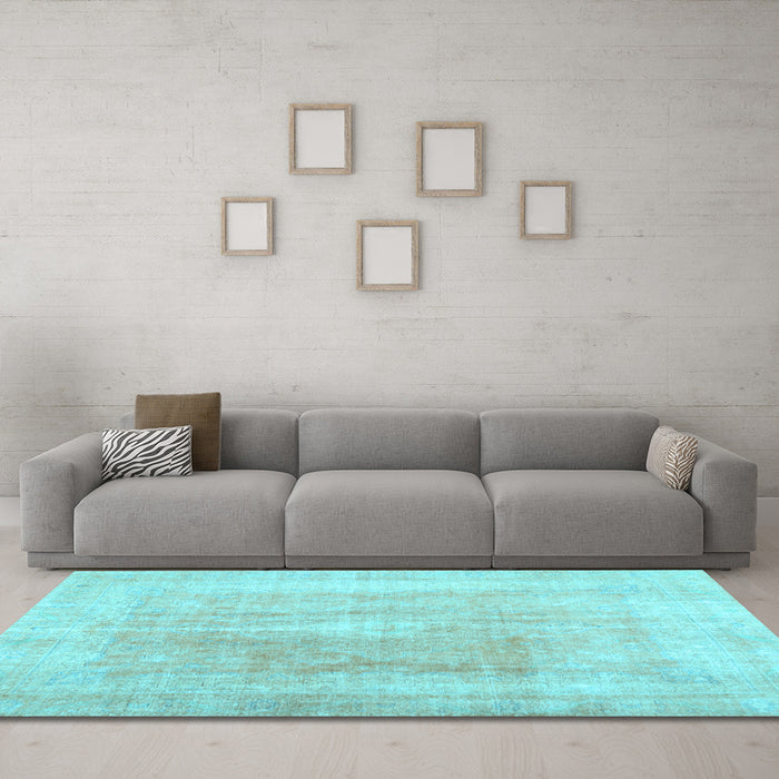 Machine Washable Abstract Light Blue Contemporary Rug in a Living Room, wshcon1974lblu