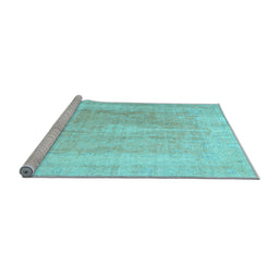 Sideview of Machine Washable Abstract Light Blue Contemporary Rug, wshcon1974lblu