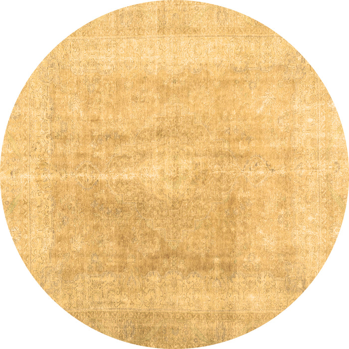 Round Abstract Brown Contemporary Rug, con1974brn