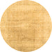 Round Abstract Brown Contemporary Rug, con1974brn