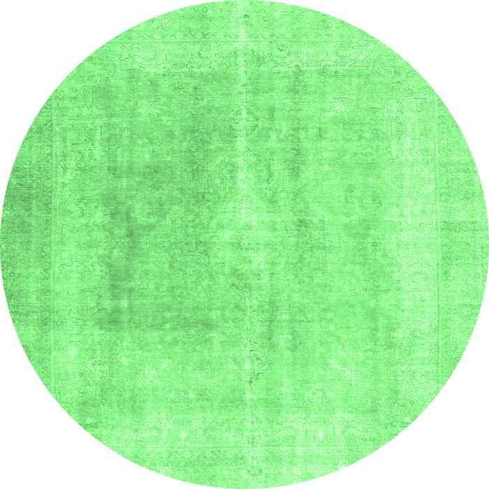 Round Abstract Emerald Green Contemporary Rug, con1974emgrn