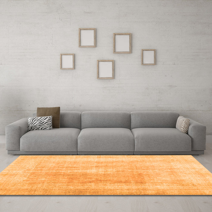 Machine Washable Abstract Orange Contemporary Area Rugs in a Living Room, wshcon1974org