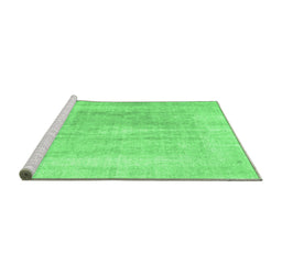 Sideview of Machine Washable Abstract Emerald Green Contemporary Area Rugs, wshcon1974emgrn