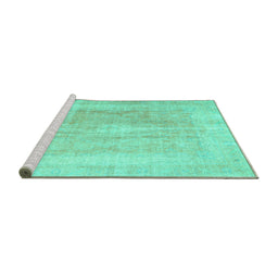 Sideview of Machine Washable Abstract Turquoise Contemporary Area Rugs, wshcon1974turq