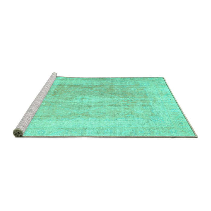 Sideview of Machine Washable Abstract Turquoise Contemporary Area Rugs, wshcon1974turq