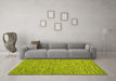 Machine Washable Abstract Yellow Contemporary Rug in a Living Room, wshcon1975yw