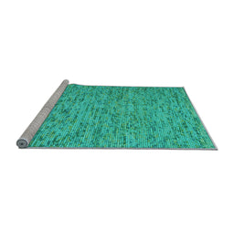 Sideview of Machine Washable Abstract Light Blue Contemporary Rug, wshcon1975lblu