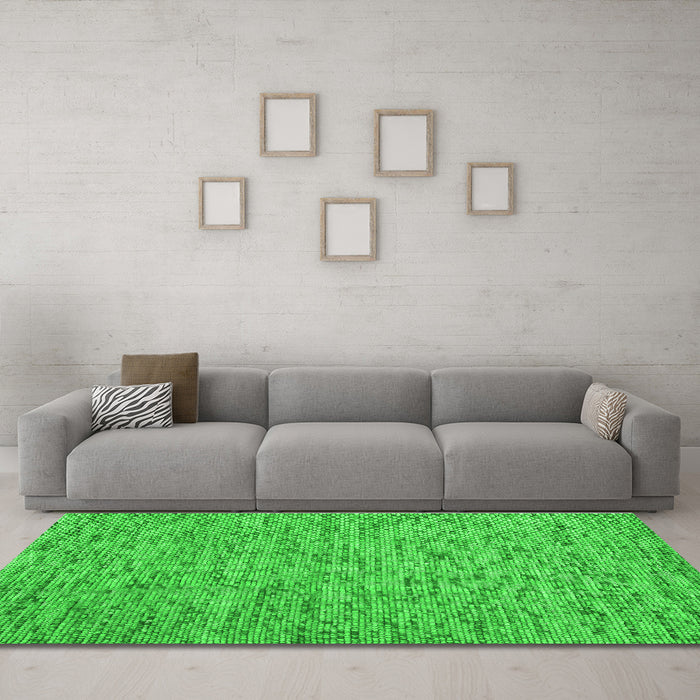 Machine Washable Abstract Green Contemporary Area Rugs in a Living Room,, wshcon1975grn