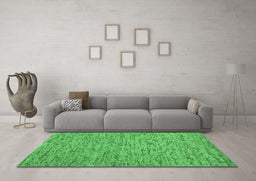 Machine Washable Abstract Emerald Green Contemporary Area Rugs in a Living Room,, wshcon1975emgrn