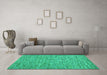 Machine Washable Abstract Turquoise Contemporary Area Rugs in a Living Room,, wshcon1975turq