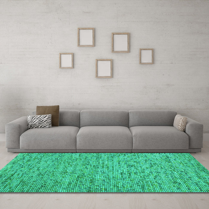 Machine Washable Abstract Turquoise Contemporary Area Rugs in a Living Room,, wshcon1975turq