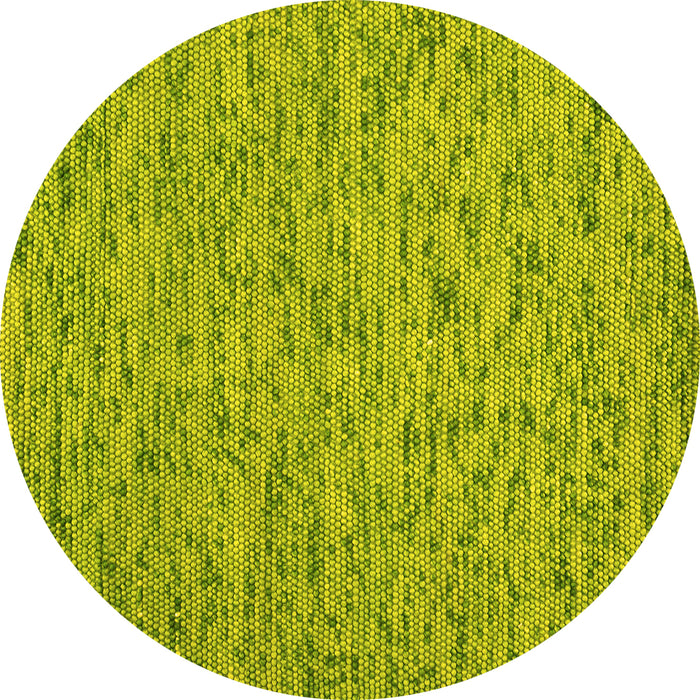 Round Abstract Yellow Contemporary Rug, con1975yw