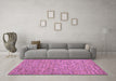 Machine Washable Abstract Pink Contemporary Rug in a Living Room, wshcon1975pnk