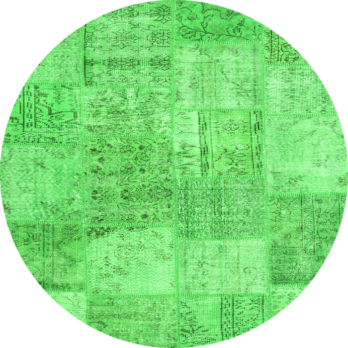 Square Patchwork Green Transitional Rug, con1976grn