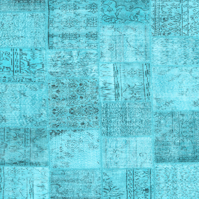 Square Patchwork Light Blue Transitional Rug, con1976lblu