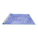 Sideview of Machine Washable Patchwork Blue Transitional Rug, wshcon1976blu