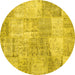 Round Patchwork Yellow Transitional Rug, con1976yw